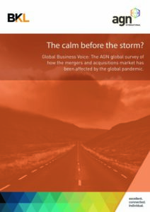 the cover of the AGN Global Business Voice mergers and acquisitions market survey May 2021 pdf