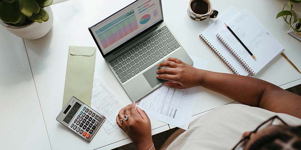 Woman doing accounts