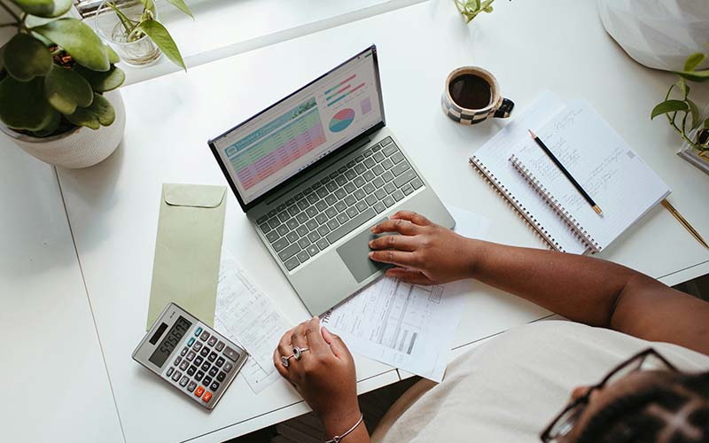 Woman doing accounts